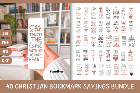 40 Christian Bookmark Sayings SVG for Crafts and Graphics