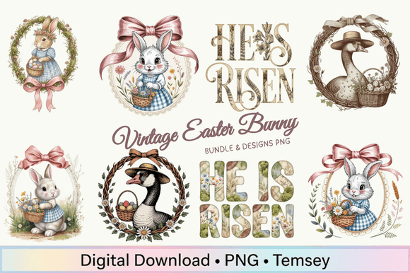 Charming Vintage Easter Bunny Graphics for Illustrations