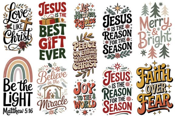 Christian Christmas Quotes SVG Bundle: Perfect for Creative Crafts and Graphics
