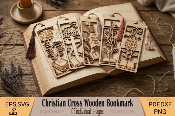 Christian Cross Wooden Bookmark: A Laser Cutting Art Asset