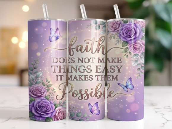 Christian Faith 20oz Tumbler Wrap PNG for Graphics
