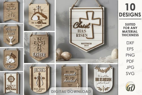 Christian Flags Bundle: A Versatile Laser Cut Wall Decor Asset