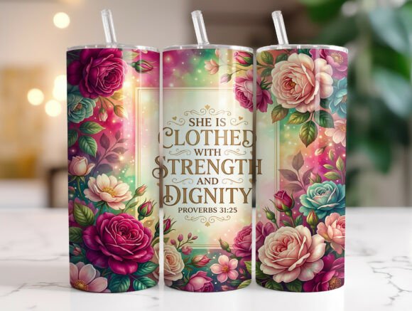 Christian Floral Bible Verse Tumbler PNG for Graphics