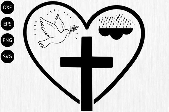 Christian Heart Cross Dove SVG Design for Graphics and Crafts