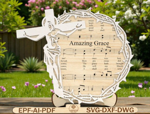 Christian Music Cross Plaque for Laser Cutting