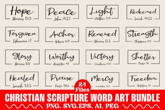 Christian Scripture Word Art Bundle for Graphics & Print