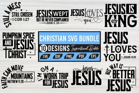 Christian SVG Bundle, Inspirational Bible Graphics for Crafts