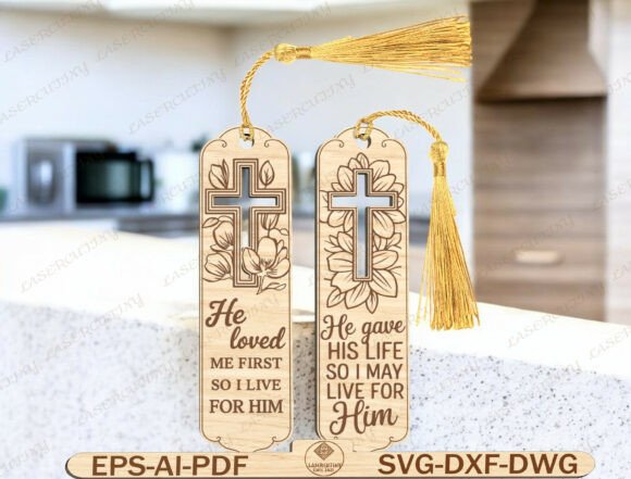 Christian Wooden Bookmark: A Laser Cut Design for Home Decor