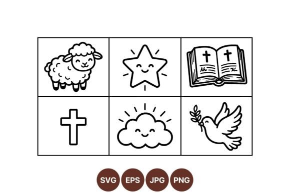Cute Christian Icon Clipart: Perfect for Handmade Graphics