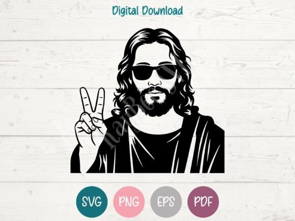 Hippie Jesus with Sunglasses SVG PNG: A Unique Craft Graphics Asset
