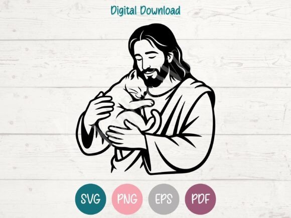 Jesus Holding Cat SVG PNG EPS PDF: A Unique Craft Graphic