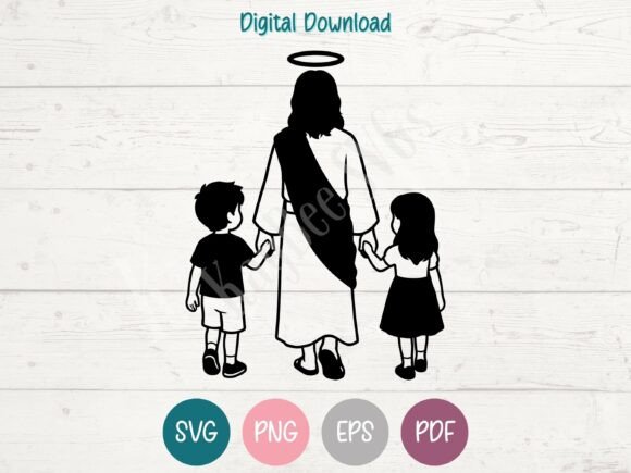 Jesus Walking with Children SVG: A Crafts Graphics Gem