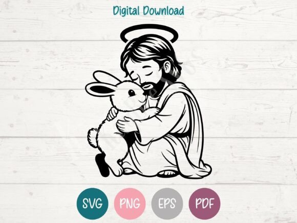 Jesus with Easter Bunny: A Unique Embroidery Design