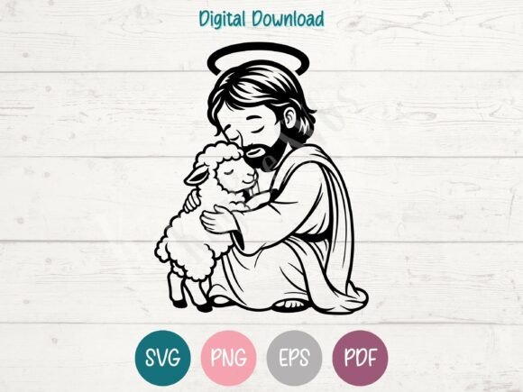 Jesus with Lamb Design: A Perfect Fit for Crafts and Graphics