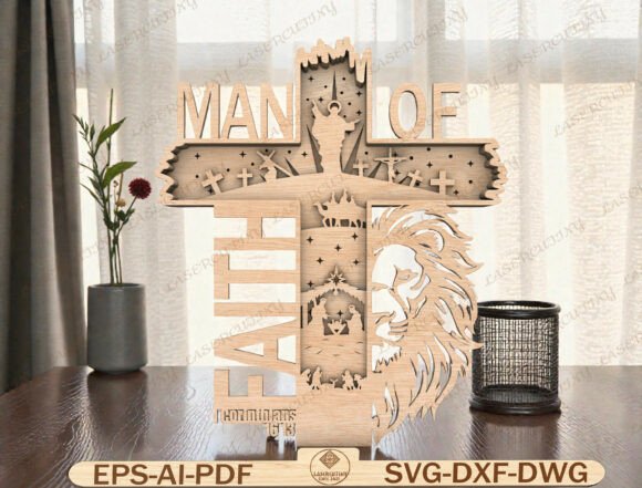 Man of God Cross Laser Cut: A Bold Graphic Template