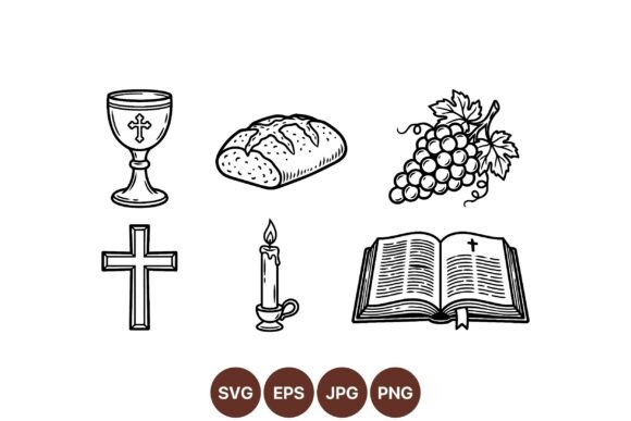 Religious Sacrament Icons Set: A Versatile Graphics Tool