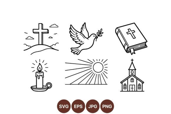 Simple Faith Religious Icons: Minimalist Graphics for Illustrations