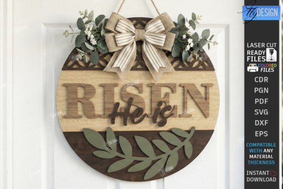 Wall Round Sign Laser Cut He is Risen: A Spring Amp Design