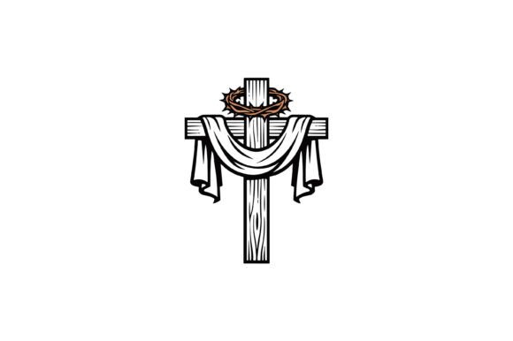 Wooden Cross with Crown Symbol: A Versatile Craft and Graphics Asset